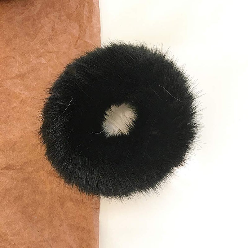 DINPREY 8 Pack Teddy Faux Fur Hair Scrunchies, Rabbit Fluffy Maomao Hair Bands for Women Girl kid's (8 PCS, Artificial Rabbit Fur) - Image 2